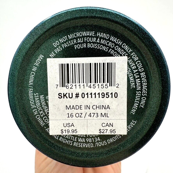 NEW Starbucks 2021 Iridescent Green Blue Metallic Stainless Steel Tumbler 18 oz - Picture 6 of 7